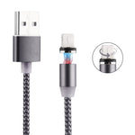 Cabo de Carregamento Magnético Estilo Trançado 8 Pinos para USB 2.0 com Rotação de 360 Graus e Indicador LED, Comprimento do Cabo: 1m