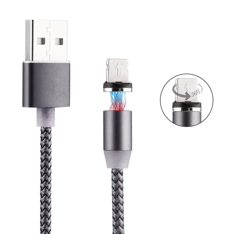 Cabo de Carregamento Magnético Estilo Trançado 8 Pinos para USB 2.0 com Rotação de 360 Graus e Indicador LED, Comprimento do Cabo: 1m