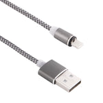 Cabo de Carregamento Magnético Estilo Trançado 8 Pinos para USB 2.0 com Rotação de 360 Graus e Indicador LED, Comprimento do Cabo: 1m