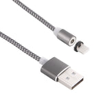 Cabo de Carregamento Magnético Estilo Trançado 8 Pinos para USB 2.0 com Rotação de 360 Graus e Indicador LED, Comprimento do Cabo: 1m