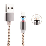 Cabo de Carregamento Magnético Estilo Trançado 8 Pinos para USB 2.0 com Rotação de 360 Graus e Indicador LED, Comprimento do Cabo: 1m