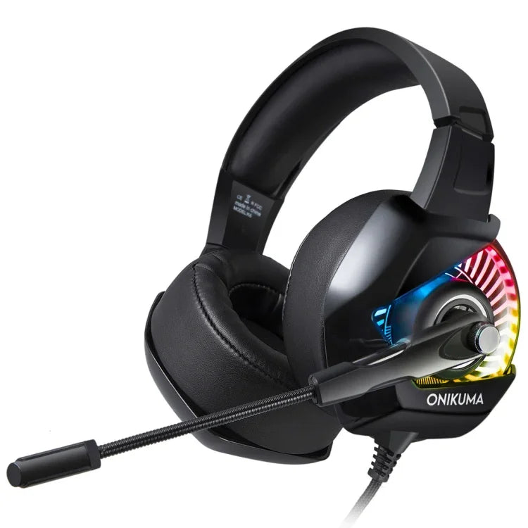 Auscultadores Gaming ONIKUMA K6 Over Ear Bass Estéreo Surround com Microfone e Luzes RGB