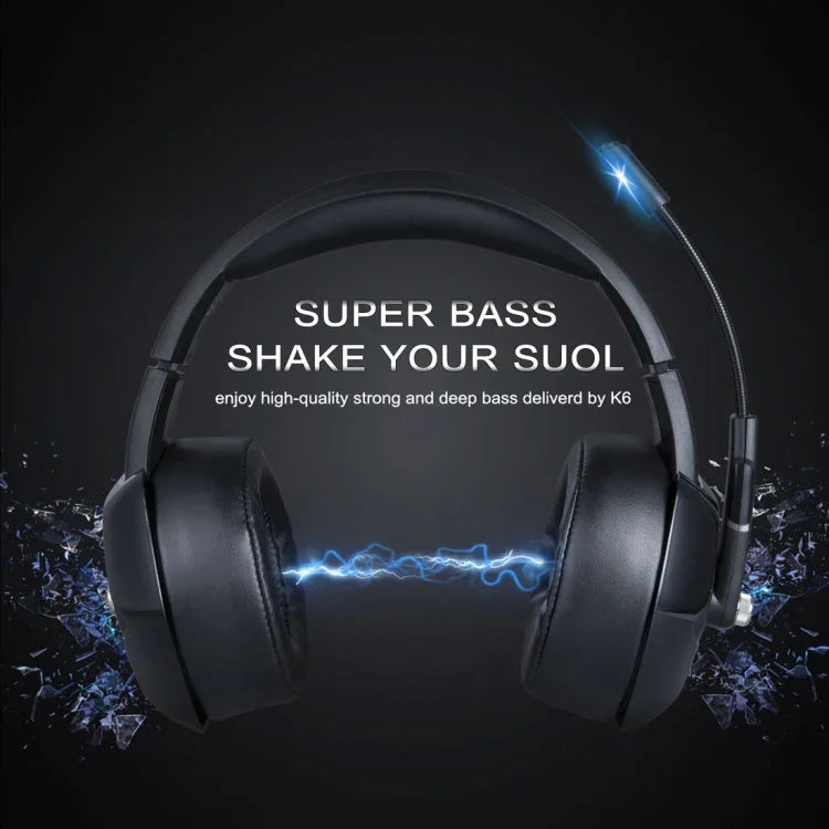 Auscultadores Gaming ONIKUMA K6 Over Ear Bass Estéreo Surround com Microfone e Luzes RGB