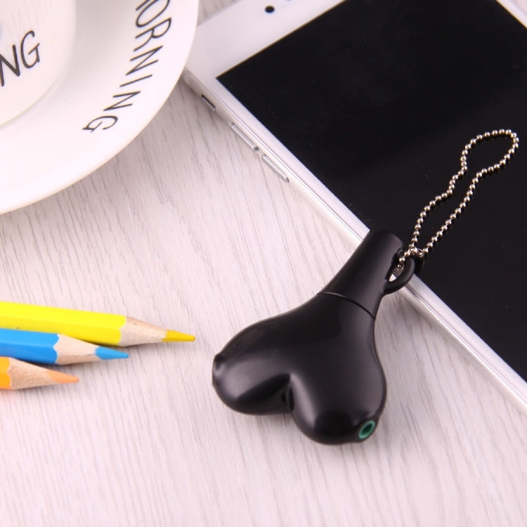 Adaptador divisor multifunções em forma de coração com ficha jack 3,5mm 1 macho para 2 fêmeas com porta-chaves para iPhone, iPad, iPod, Samsung, Xiaomi, HTC e outros produtos eletrónicos digitais com interface áudio 3,5 mm