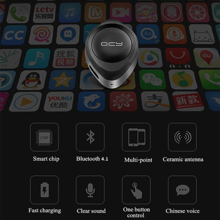 QCY J11 Auricular Bluetooth 4.1 Sem Fios Universal para Condução com Microfone para Telemóveis ou Outros Dispositivos Bluetooth, Distância Efetiva Bluetooth: 10M