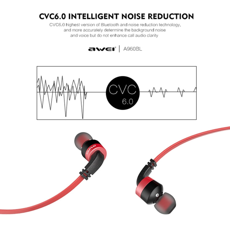 AWEI A960BL Auricular Bluetooth Desportivo Sem Fios com Controlo por Fio, Suporta Chamadas Mãos Livres