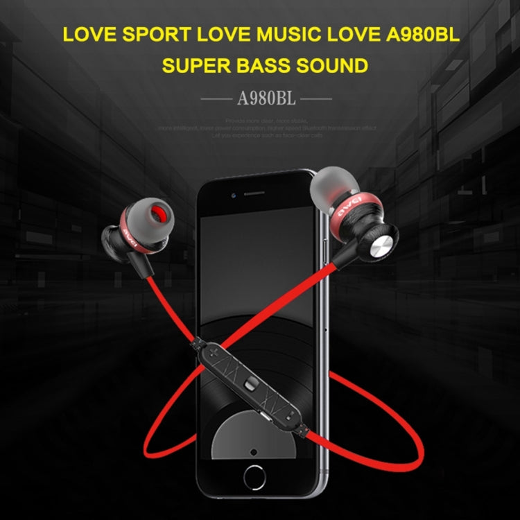 AWEI A980BL Auricular Bluetooth Desportivo Magnético Sem Fios com Controlo por Fio, Suporta Chamadas Mãos Livres