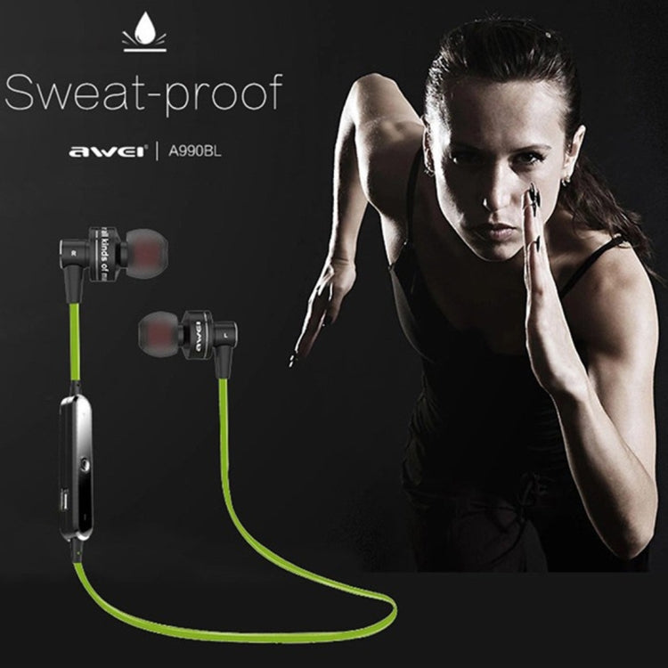Auricular Estéreo Bluetooth Desportivo Sem Fios AWEI A990BL com Controlo por Fio + Microfone, Suporta Chamadas Handsfree
