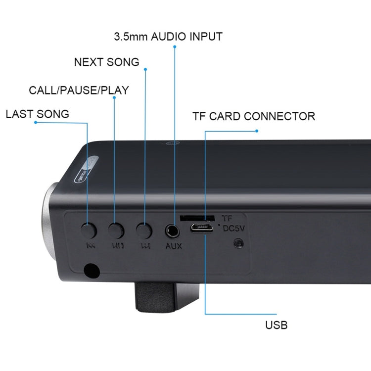 Soundbar LP-08 CE0152 Leitor USB MP3 2.1CH Altifalante Sound Bar Bluetooth Sem Fios com Comando à Distância, CE0152 Preto, CE0152 Dourado