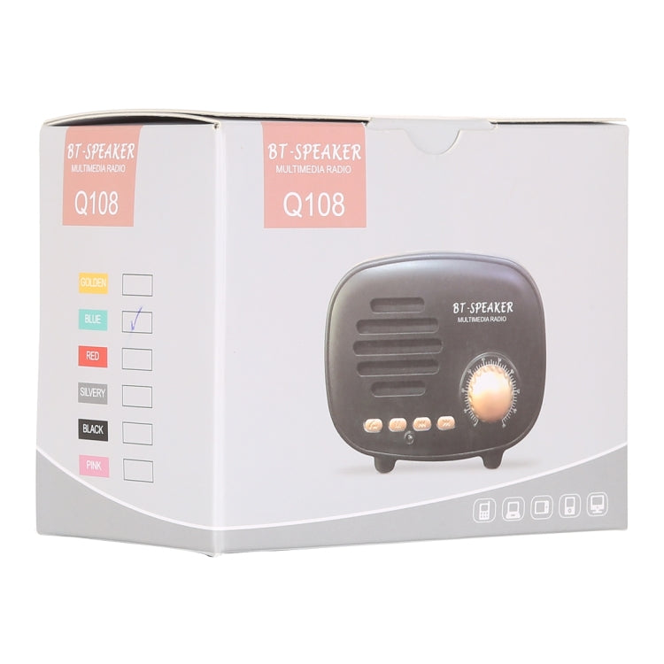 Altifalante Bluetooth Retro Mini Q108 Sem Fios, Suporta Mãos Livres / Cartão TF / Disco U / FM