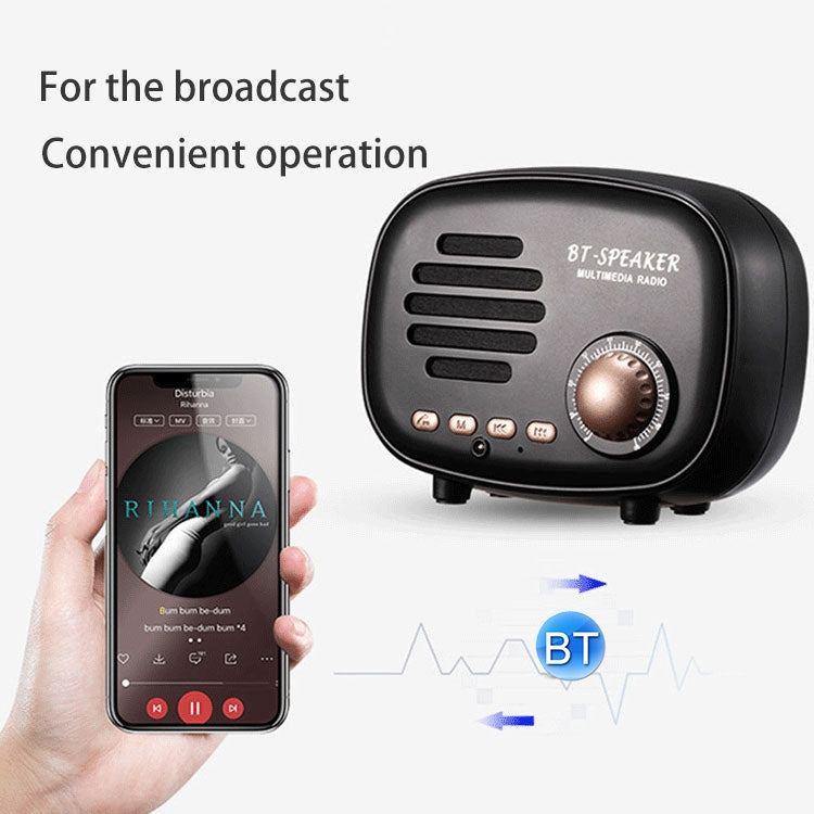 Altifalante Bluetooth Retro Mini Q108 Sem Fios, Suporta Mãos Livres / Cartão TF / Disco U / FM