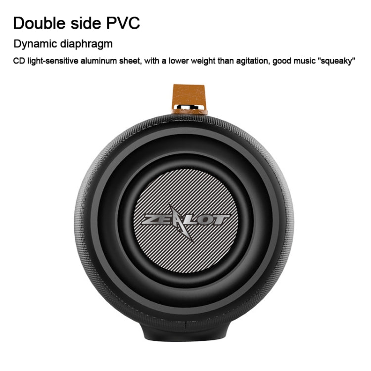 ZEALOT S27 Altifalante Bluetooth Sem Fios Multifuncional com Graves, Microfone Incorporado, Suporta Chamadas Bluetooth & AUX & Cartão TF & 1x93mm + 2x66mm Altifalantes, S27