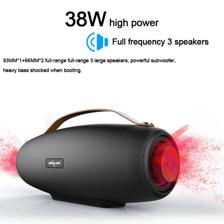ZEALOT S27 Altifalante Bluetooth Sem Fios Multifuncional com Graves, Microfone Incorporado, Suporta Chamadas Bluetooth & AUX & Cartão TF & 1x93mm + 2x66mm Altifalantes, S27