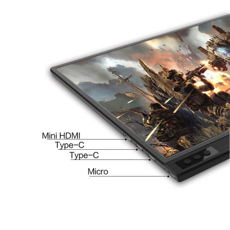 Dispositivo de Ecrã Portátil HD de Ângulo Largo 178 Graus 1080P de 15,6 polegadas para Computador de Secretária / Consola de Jogos / Ecrã Simultâneo / PS4 / PS3 / XBox, com Mini HDMI, Micro USB e 2 Interfaces USB-C / Type-C