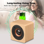 Q1 Altifalante Bluetooth Sem Fios Mega Bass Mini Portátil em Madeira