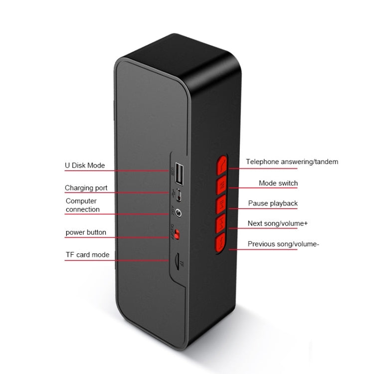 SC211 Altifalante Subwoofer Portátil Bluetooth Sem Fios Bluetooth 5.0, Suporta Cartão TF & Disco U & AUX 3.5mm