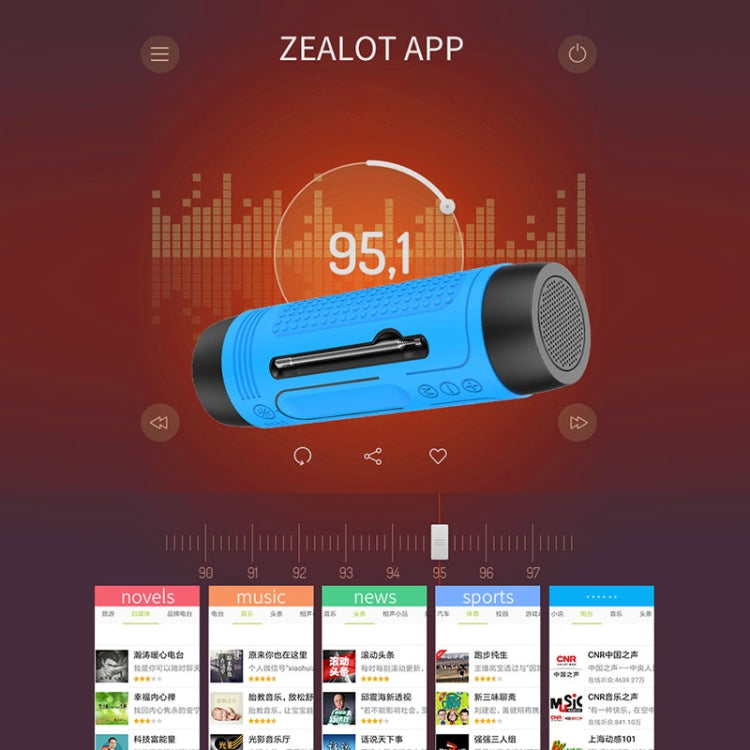 Coluna Bluetooth Sem Fios ZEALOT A2 Multifuncional com Graves, Microfone Integrado, Suporte para Chamadas Bluetooth, AUX, Cartão TF e Luzes LED