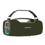 Coluna Bluetooth Portátil HOPESTAR A6X TWS para Exterior com Luzes Coloridas de Música, Suporte para Power Bank, Chamadas Mãos Livres, Disco U, Cartão TF e AUX 3.5mm, A6X Preto, A6X Verde