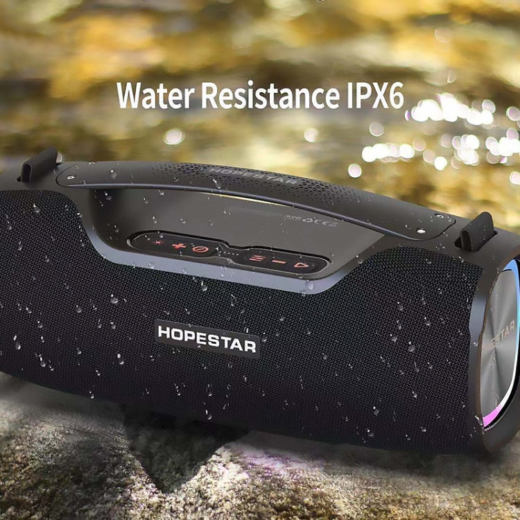 Coluna Bluetooth Portátil HOPESTAR A6X TWS para Exterior com Luzes Coloridas de Música, Suporte para Power Bank, Chamadas Mãos Livres, Disco U, Cartão TF e AUX 3.5mm, A6X Preto, A6X Verde