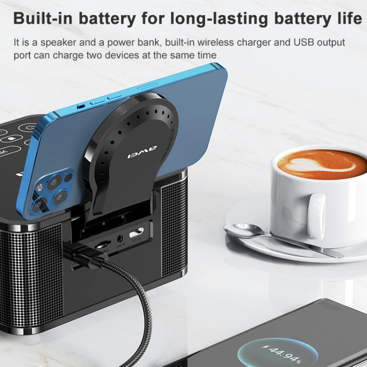 Coluna Bluetooth awei Y332 com Carregamento Sem Fios e Bluetooth 5.0, Suporte para Chamadas em Modo Mãos Livres