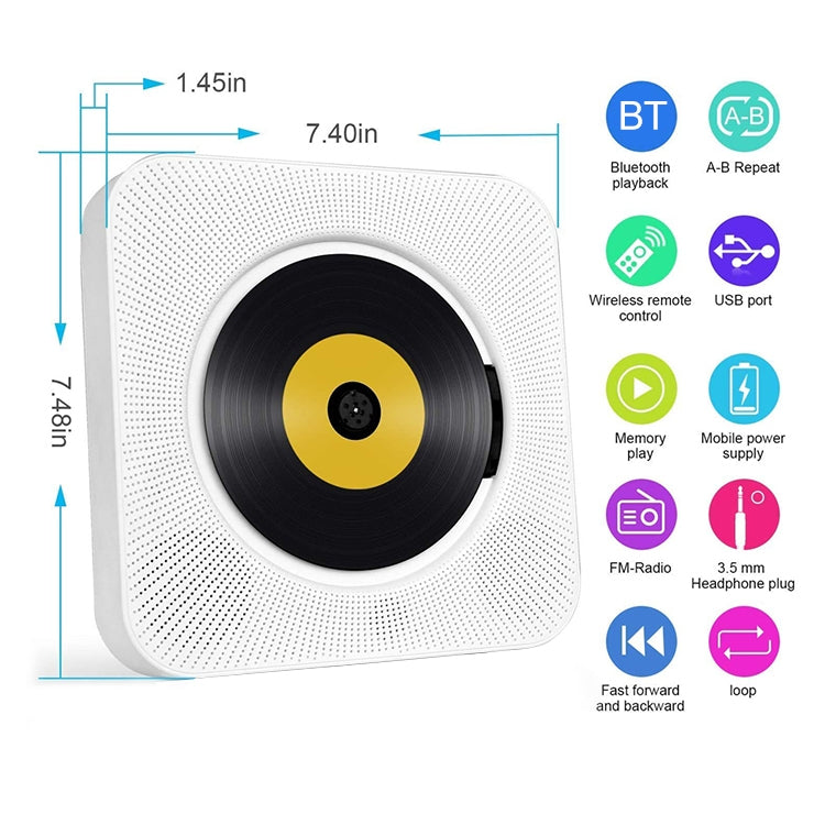 Coluna Bluetooth portátil de segunda geração com ecrã digital e leitor de CD com comando à distância, ecrã digital