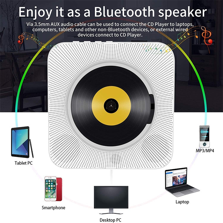 Coluna Bluetooth portátil de segunda geração com ecrã digital e leitor de CD com comando à distância, ecrã digital