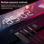 SOAIY SH39 Altifalante Bluetooth de Secretária para Jogos com Efeitos de Iluminação Colorida, Botões Mecânicos, Relógio com Alarme e Bateria, Edição Deluxe