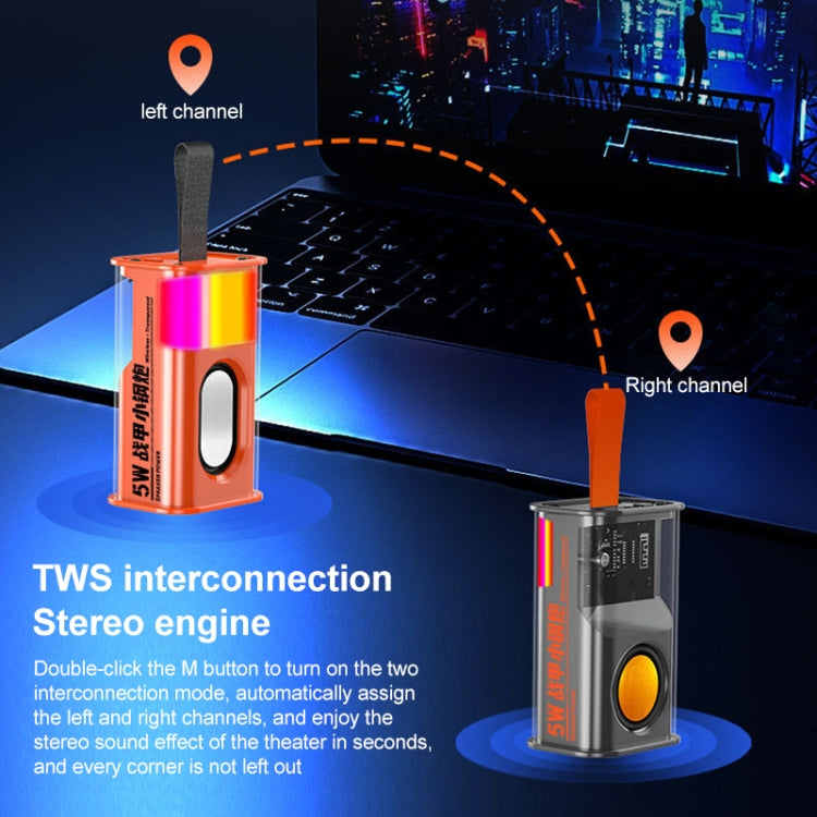 Coluna Bluetooth Sem Fios Portátil Bullet TWS 5W, (Laranja), (Verde), (Cinza), (Roxo)