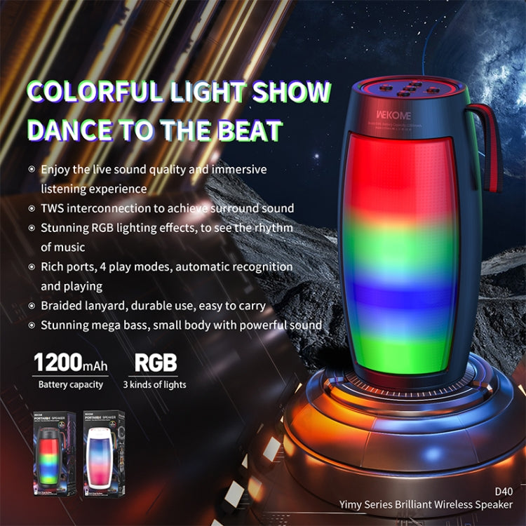 Coluna Bluetooth Colorida WEKOME D40 5W Sound Pulse, D40 (Preto), D40 (Branco)