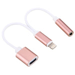 Cabo Adaptador de Carregador 10cm 8 Pinos Fêmea & Áudio 3,5mm Fêmea para 8 Pinos Macho, Suporta Todos os Sistemas IOS
