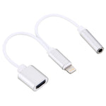 Cabo Adaptador de Carregador 10cm 8 Pinos Fêmea & Áudio 3,5mm Fêmea para 8 Pinos Macho, Suporta Todos os Sistemas IOS