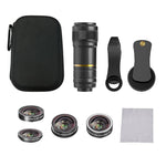 HAUTIK HK-002 Kit de Lentes 5 em 1 180 Graus Olho de Peixe + Lente Macro & Grande Angular 0.65X + Lente Telefoto 12X + Lente Estrela, HK-002