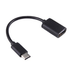 Cabo OTG de Fio Metálico USB Fêmea 8,3cm para Type-C Macho, Cabo de Carregamento e Dados