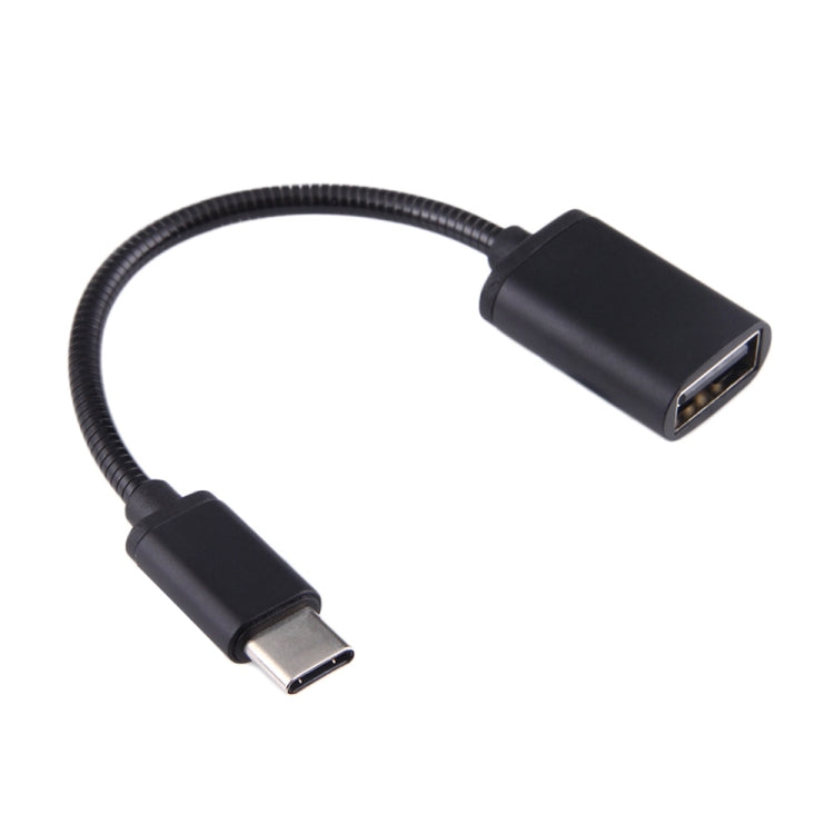 Cabo OTG de Fio Metálico USB Fêmea 8,3cm para Type-C Macho, Cabo de Carregamento e Dados