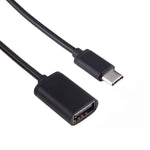 Cabo OTG de Fio Metálico USB Fêmea 8,3cm para Type-C Macho, Cabo de Carregamento e Dados