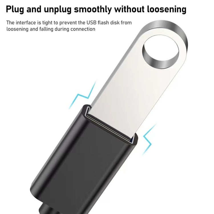 Cabo OTG de Fio Metálico USB Fêmea 8,3cm para Type-C Macho, Cabo de Carregamento e Dados
