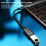 Cabo OTG de Fio Metálico USB Fêmea 8,3cm para Type-C Macho, Cabo de Carregamento e Dados
