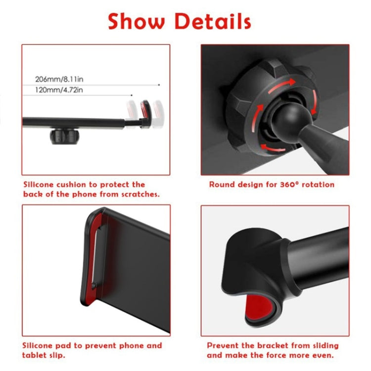 CHZ-06 Retractable Car Backrest Holder for 7-14 inch Mobile Phones / Tablets, For 7-14 inch Phones Red, CHZ-06