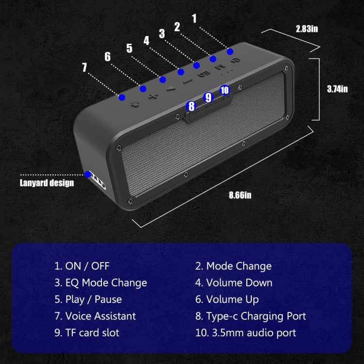 XDOBO Wake 1983 Coluna Bluetooth portátil impermeável IPX7 para exterior
