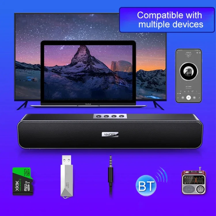 YINDIAO A36 Bluetooth 5.0 Smart Subwoofer Computer Wireless Bluetooth Speaker, Bluetooth Standard Version, Bluetooth Standard Version(Black)