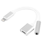 Cabo Adaptador de Carregador 10cm 8 Pinos Fêmea & Áudio 3,5mm Fêmea para 8 Pinos Macho, Suporta Todos os Sistemas iOS