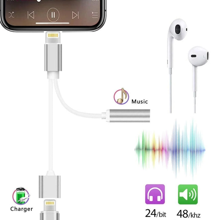 Cabo Adaptador de Carregador 10cm 8 Pinos Fêmea & Áudio 3,5mm Fêmea para 8 Pinos Macho, Suporta Todos os Sistemas iOS