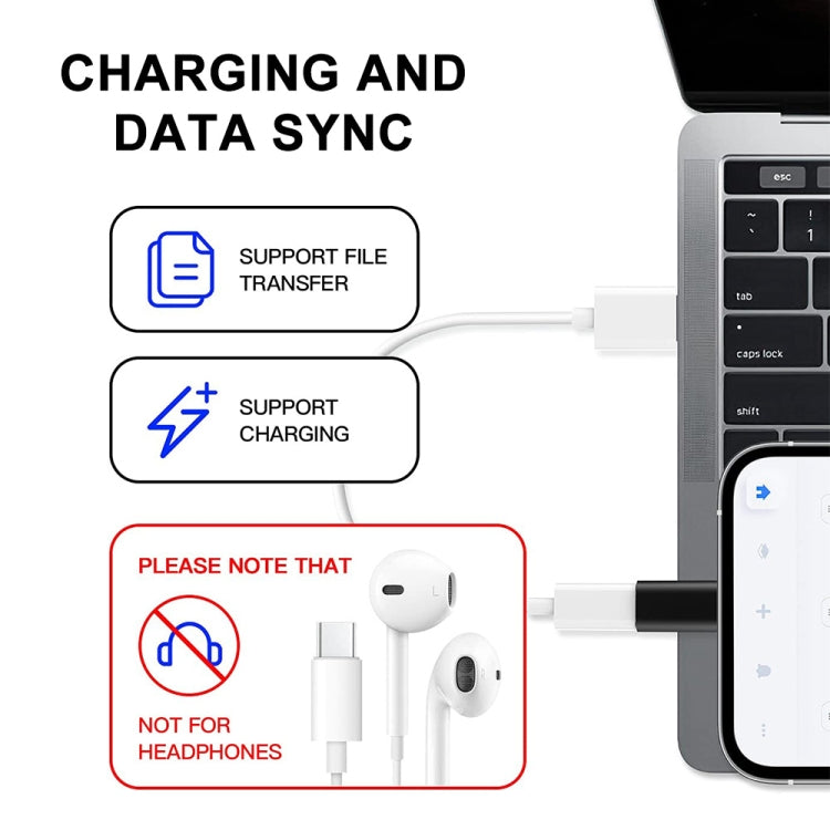 ENKAY Hat-Prince HC-6 Mini Adaptador Conversor ABS USB-C / Tipo-C 3.1 para Porta 8 Pinos (Branco), Preto, Tipo-C para 8 Pinos