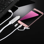 Cabo adaptador 3 em 1 Micro USB & 8 pinos & Type-C para HDMI HD 1080P HDTV