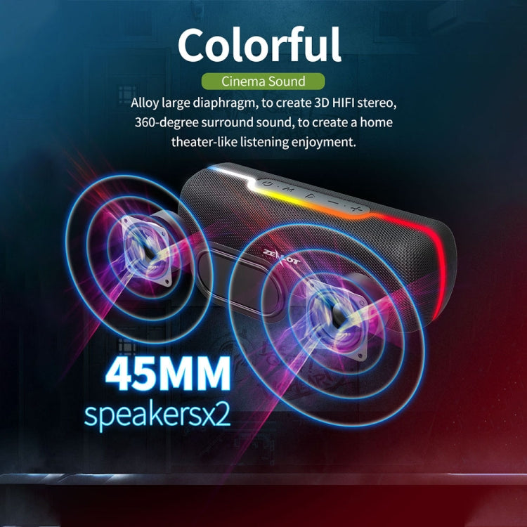 ZEALOT S55 Altifalante Estéreo Bluetooth Portátil com Microfone Integrado, Suporta Chamadas Mãos Livres & Cartão TF & AUX