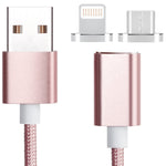 Cabo de Dados Magnético 2 em 1 Estilo Trançado Micro USB & 8 Pinos para USB 2.0 5V 2A, Comprimento do Cabo: 1,2m