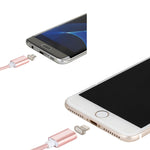 Cabo de Dados Magnético 2 em 1 Estilo Trançado Micro USB & 8 Pinos para USB 2.0 5V 2A, Comprimento do Cabo: 1,2m