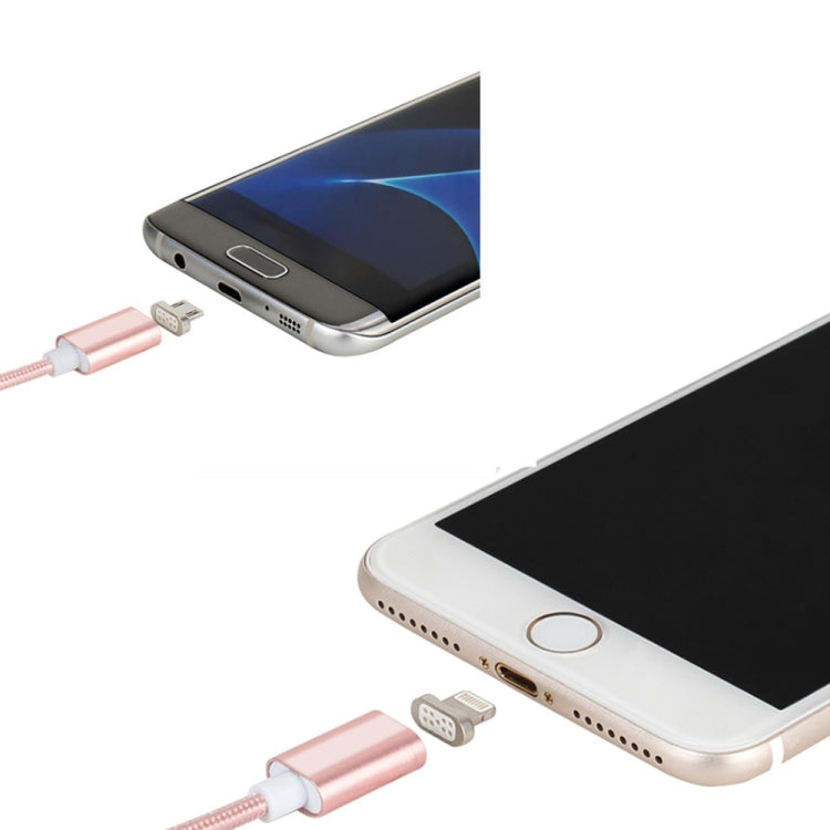 Cabo de Dados Magnético 2 em 1 Estilo Trançado Micro USB & 8 Pinos para USB 2.0 5V 2A, Comprimento do Cabo: 1,2m