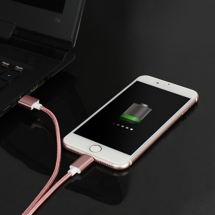 Cabo de Dados Magnético 2 em 1 Estilo Trançado Micro USB & 8 Pinos para USB 2.0 5V 2A, Comprimento do Cabo: 1,2m