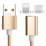 Cabo de Dados Magnético 2 em 1 Estilo Trançado Micro USB & 8 Pinos para USB 2.0 5V 2A, Comprimento do Cabo: 1,2m